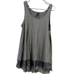 Massini Gray Sleeveless‎ Ruffled Tank Top